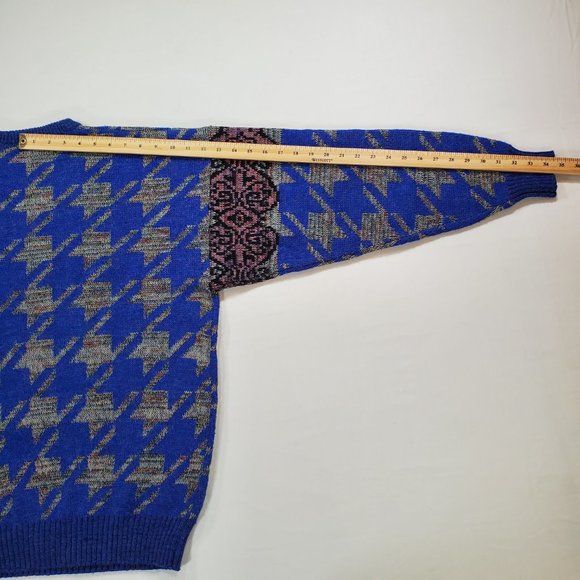 Bugatchi Uomo Sweater Mens XL Blue COOGI Style Knit Wool Blend Cosby Vintage - Picture 13 of 13